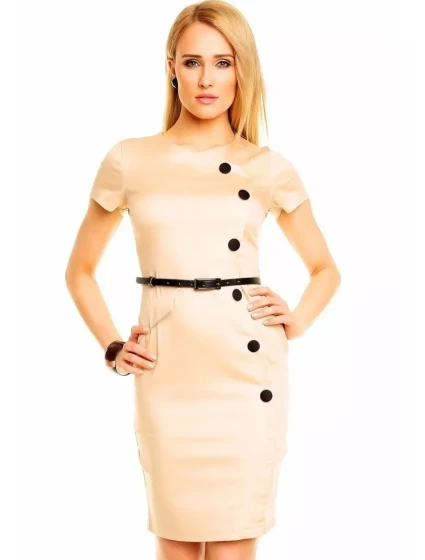 Společenské a casual šaty zdobené knoflíky a páskem model 17086317 - Mayaadi