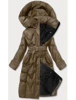 Péřová bunda v olivové barvě se stojáčkem a kapucí model 21244376 - Ann Gissy