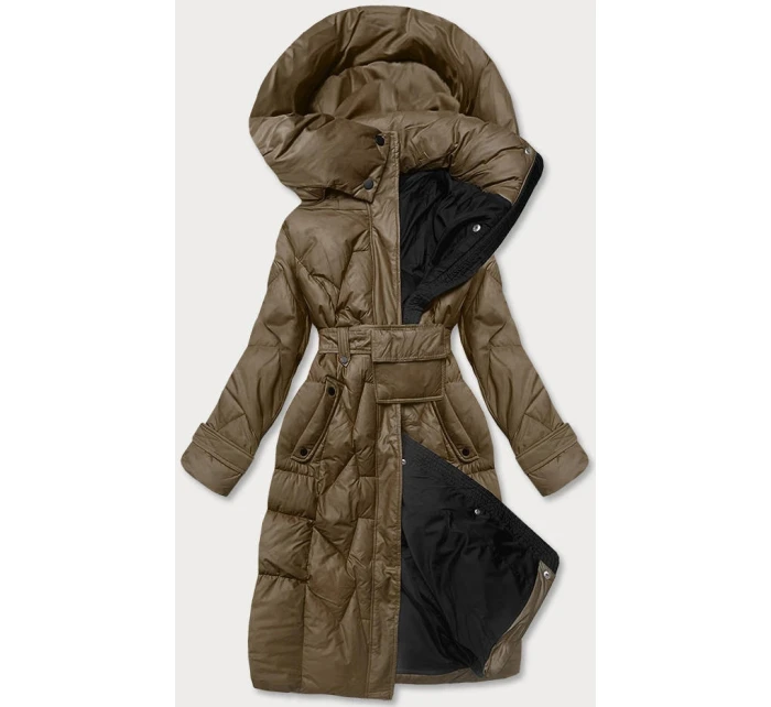 Péřová bunda v olivové barvě se stojáčkem a kapucí model 21244376 - Ann Gissy