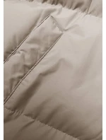 Světle béžová dlouhá hrubší dámská bunda s kapucí model 21246162 - J.STYLE