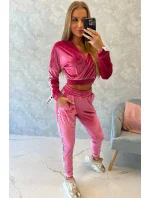 Velúrová súprava s nápisom Queen fuchsia