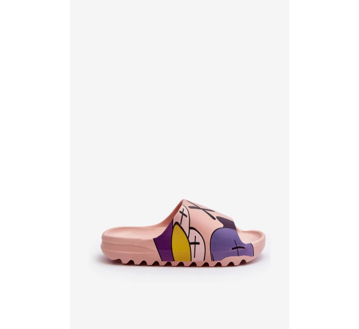 Gumowe Klapki Z Nadrukiem Różowe Monsters