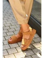 Damskie Zamszowe Sandały Na Platformie Big Star NN274705 Brązowe Damskie Zamszowe Sandały Na Platformie Big Star NN274705 Brązowe