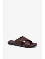 Kožené pánske papuče s prackou Big Star RR174077 Brown