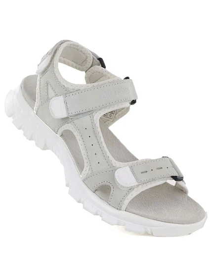 Dámské kožené sportovní sandály na suchý zip šedé model 22116487 - Artiker Dámské kožené sportovní sandály na suchý zip šedé model 22116487 - Artiker