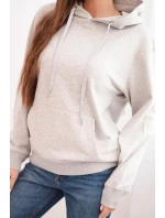 Dámska mikina s kapucňou a klokankou z bavlny svetlo sivá