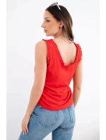 Dámská halenka z viskózy s volánkem u výstřihu červená