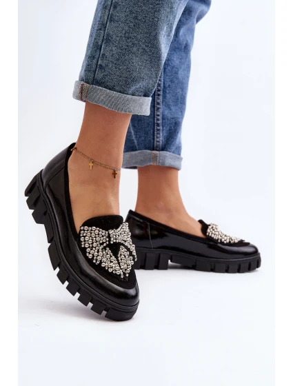 Lakované dámské mokasíny model 21647064 černé - Laura Messi