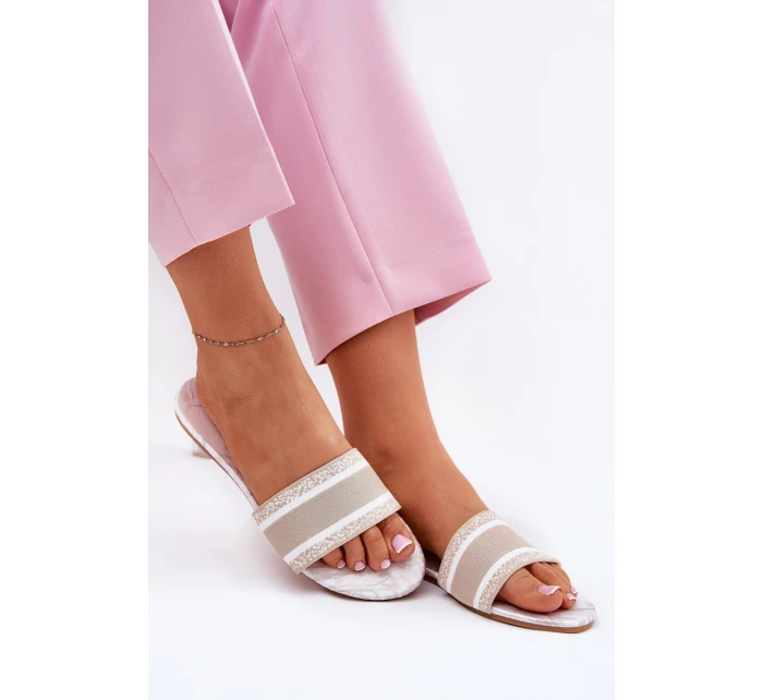 Vzorované Plné Dámské Sandály Béžové model 21689586 - Boto