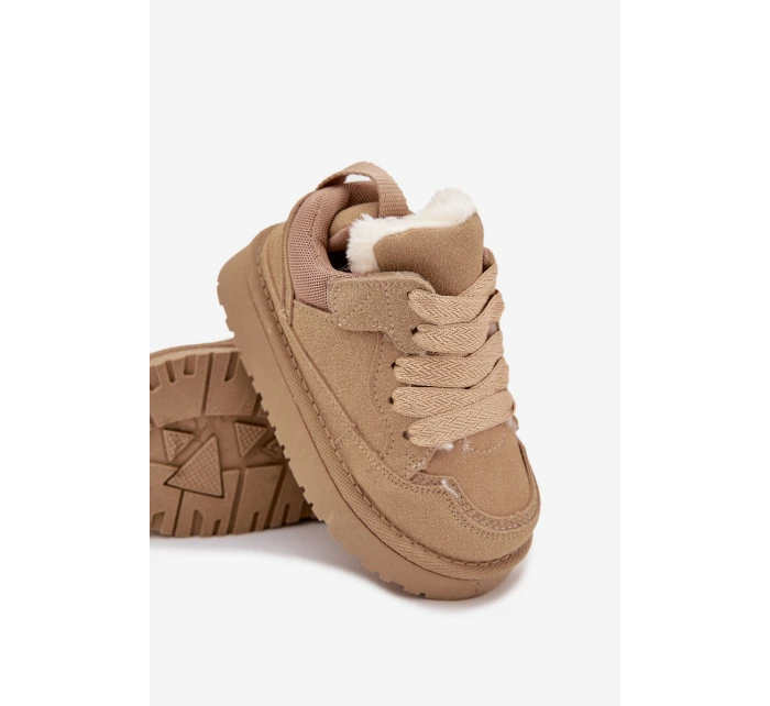 Dětské tenisky vyhřívané plyšovým kožíškem Béžové Mireen Dětské tenisky vyhřívané plyšovým kožíškem Béžové Mireen