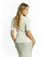 Dámsky sveter s krátkym rukávom SWE0620 White - Monnari