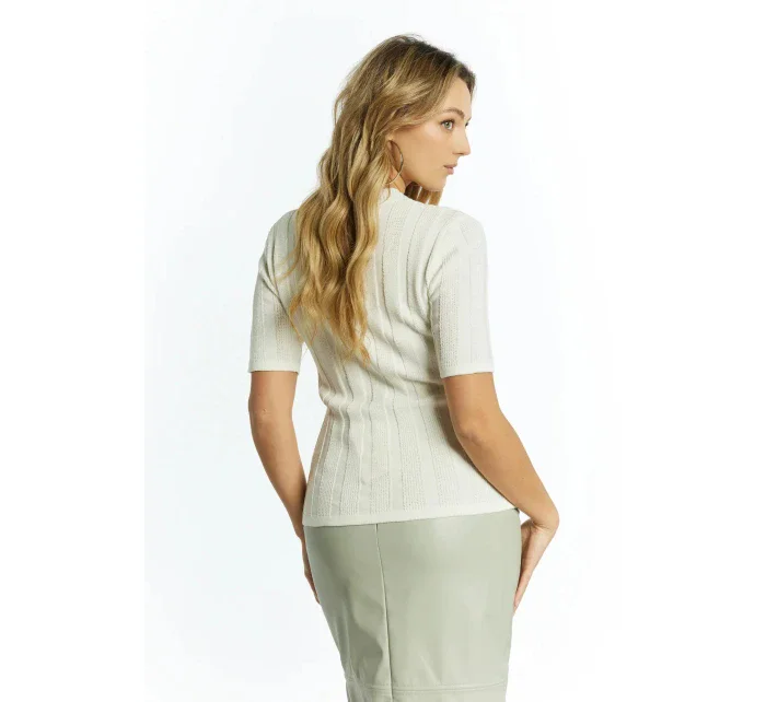 Dámsky sveter s krátkym rukávom SWE0620 White - Monnari