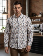 Pánská bílá košile s květinami Dstreet model 21989379 - FashionStreet