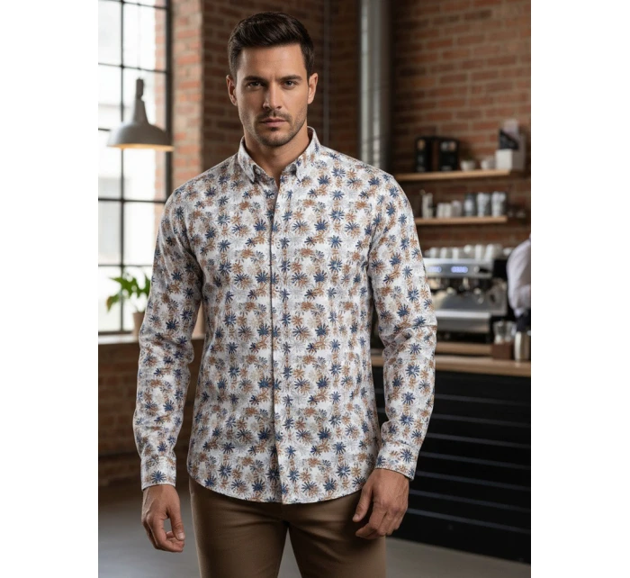 Pánská bílá košile s květinami Dstreet model 21989379 - FashionStreet
