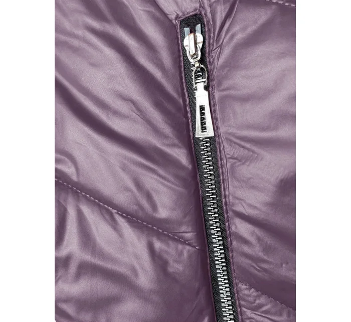 Fialová dámska bunda s ozdobnou kapucňou (B8215-71)