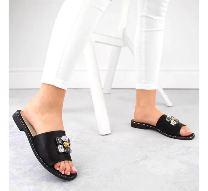 S.Barski W OLI262A žabky s kubickými zirkónmi čierne