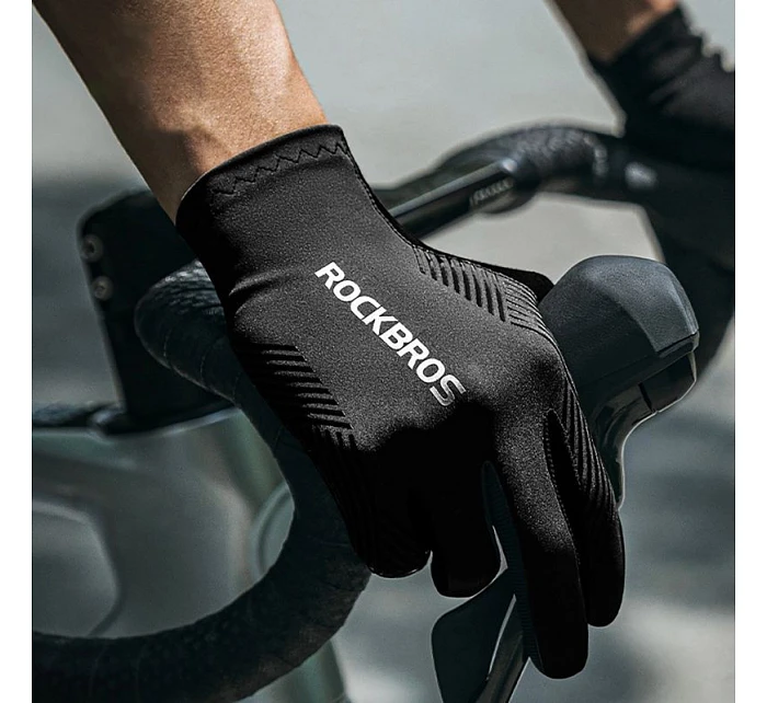 Cyklistické rukavice Rockbros jar/leto/jeseň, plné, veľkosť: L - čierne
