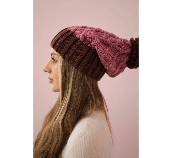 Milano fleecová čiapka K203 tmavo ružová+hnedá