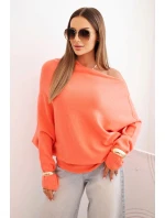 Dámsky asymetrický viskózový netopierí sveter lososový Dámsky asymetrický viskózový netopierí sveter lososový