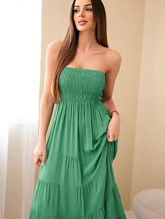 Dámské viskózové šaty s elastickým model 22040136 zelená - K-Fashion