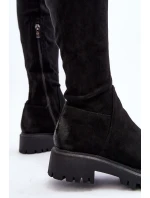 Dámské boty na plochém podpatku nad koleno  Černé model 21644650 - Boto