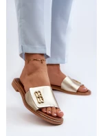 model 21659224 Elegantní Dámské Kožené Žabky Zlaté - Zazoo