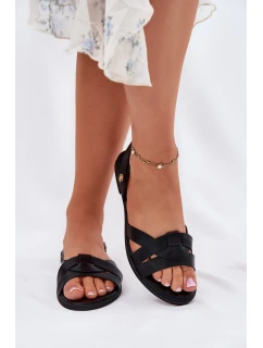 Ploché dámské sandály z eko kůže černé model 21698472 - EVENTO
