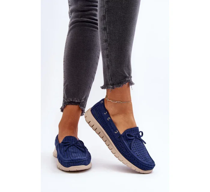 Dámské mokasíny s mašlí, tmavě modrá Reece