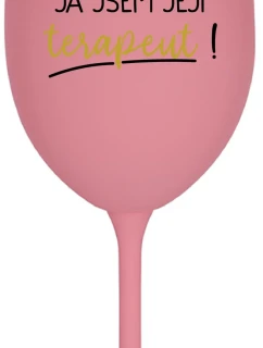 DOBRÝ DEŇ, JEM TERAPEUTE! - ružový pohár na víno 350 ml