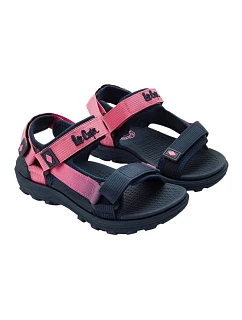 Lee Cooper Detská obuv Dievčenské sandále na suchý zips na letnú pláž Tmavo modrá Ružová