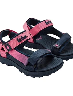 Lee Cooper Detská obuv Dievčenské sandále na suchý zips na letnú pláž Tmavo modrá Ružová