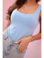 Dámska blúzka bez ramienok s výstrihom modrá