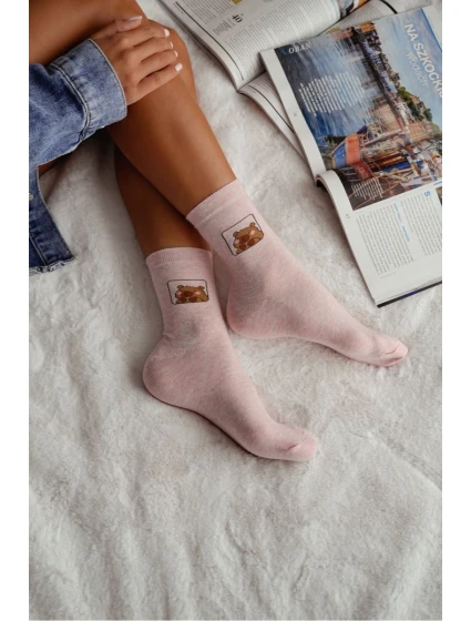 Dámské ponožky Kapibara Růžové Dámské ponožky Kapibara Růžové
