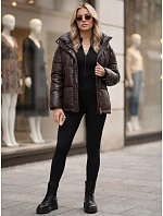 Dámska zimná prešívaná bunda s kapucňou, hnedá, FashionStreet TY5965 Dámska zimná prešívaná bunda s kapucňou, hnedá, FashionStreet TY5965