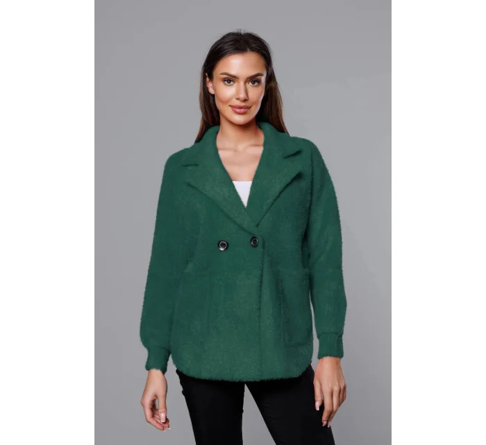 Tmavozelený krátky prehoz cez oblečenie typu alpaka (CJ65)