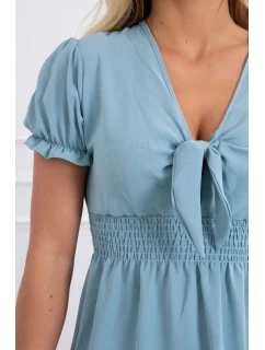 Šaty s viazaným výstrihom do V morsky modrej