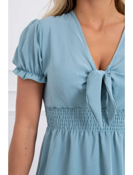 Šaty s vázaným výstřihem do V model 18746801 modré - K-Fashion