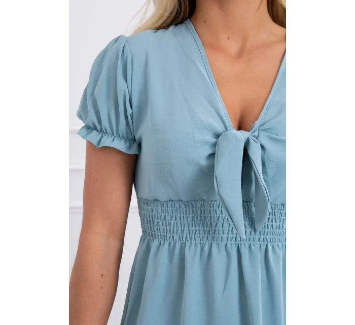 Šaty s vázaným výstřihem do V model 18746801 modré - K-Fashion