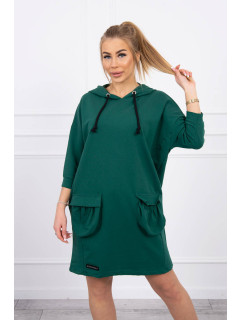 Šaty s kapucňou tmavo zelené