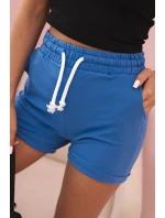 Dámske bavlnené šortky s elastickým pásom a viazaním v karmínovej farbe