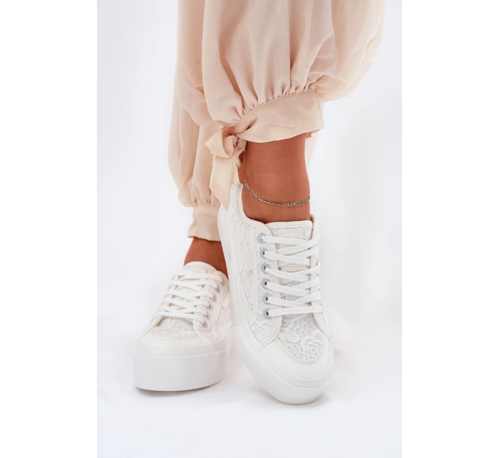 Dámské Krajkové Tenisky Big Star model 21690706 Bílé - Big Star Shoes Dámské Krajkové Tenisky Big Star model 21690706 Bílé - Big Star Shoes