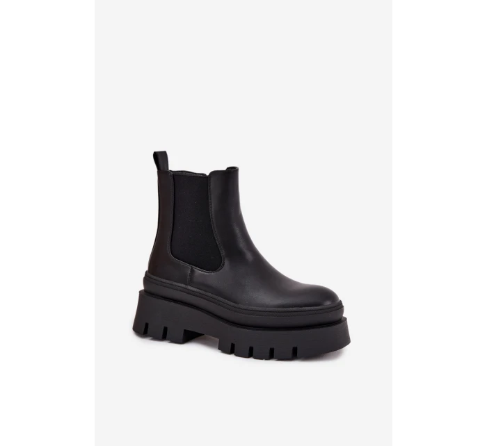 Zateplené dámské boty na platformě černé model 21706677 - Boto