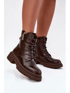 Kožené dámské pracovní kozačky s Big Star hnědé model 21708641 - Big Star Shoes