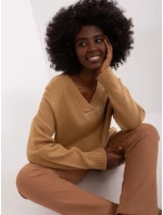 Sweter BA SW model 19341683 camelowy - FPrice Sweter BA SW model 19341683 camelowy - FPrice