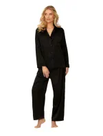 Dlouhé saténové pyžamo Amina černé - DKaren