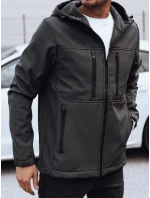 Pánská přechodná softshellová bunda s kapucí tmavě šedá Dstreet model 21980023 - FashionStreet
