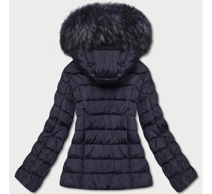 Dámska krátka zimná bunda tmavomodrá (YP-20091-55)