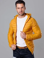 Pánska prešívaná bunda s kapucňou v kurkumovej farbe (HM112-10)