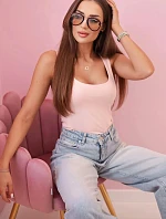 Dámsky top na ramienka s výstrihom - tmavá púdrovo ružová