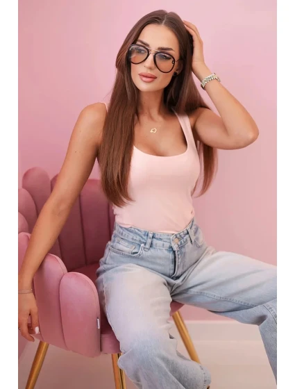 Dámsky top na ramienka s výstrihom - tmavá púdrovo ružová Dámsky top na ramienka s výstrihom - tmavá púdrovo ružová